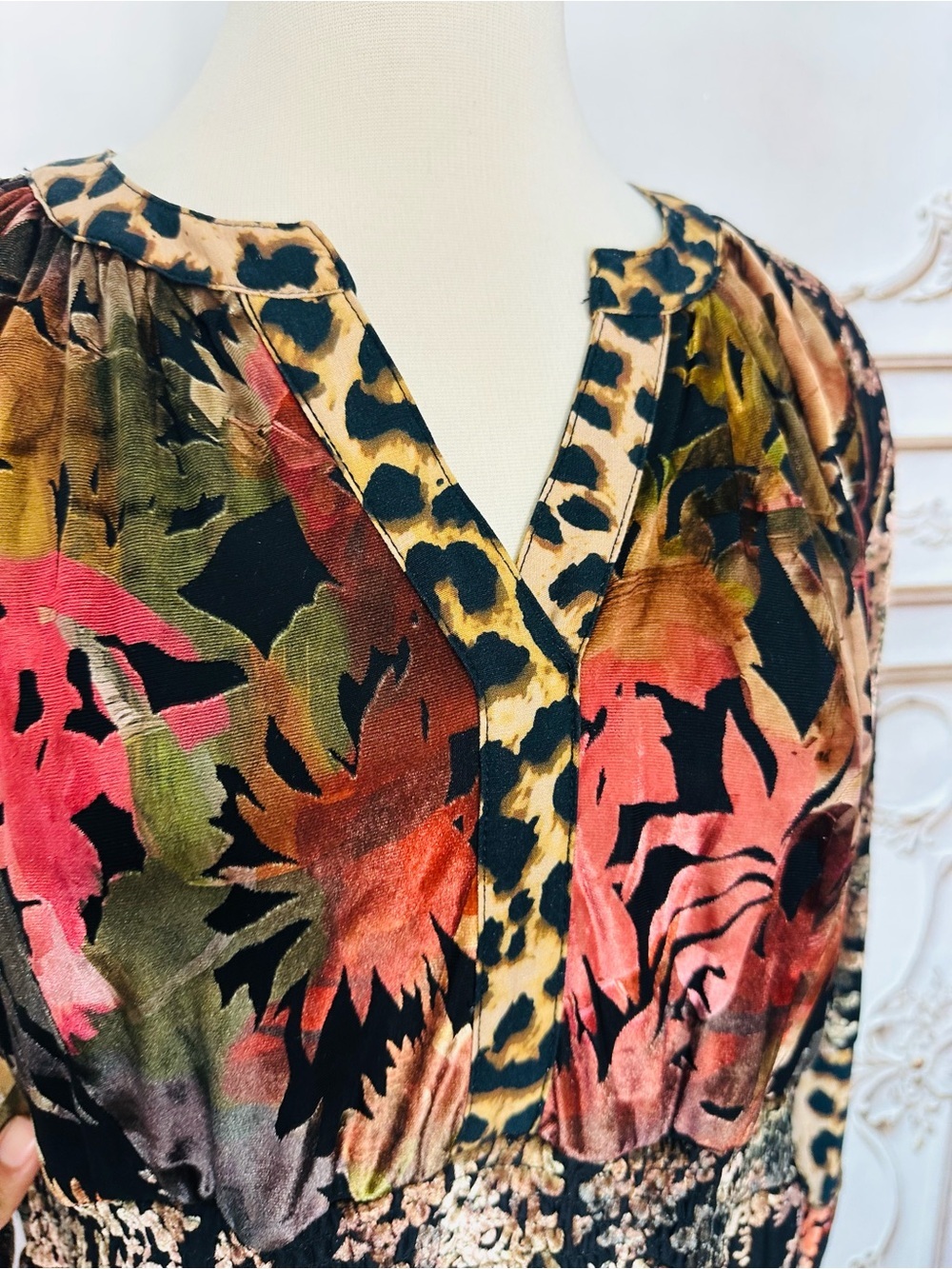 Mixed-Print Tiered Maxi Dress - Black Multi - Picture 5 of 12